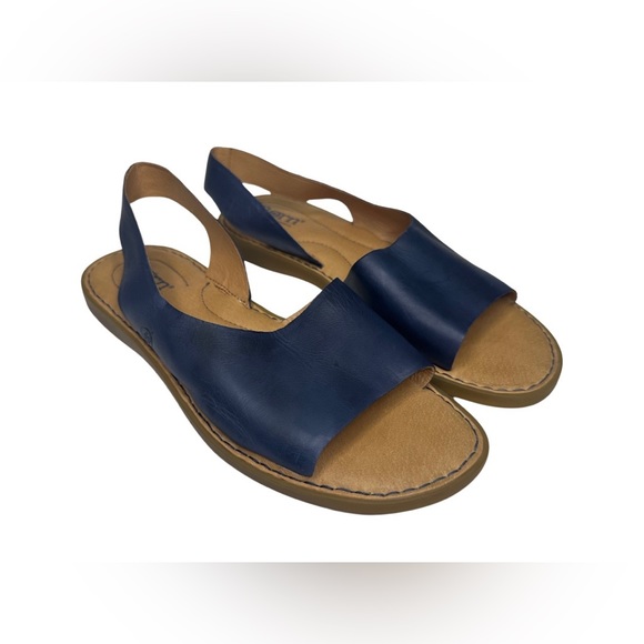 Born Shoes Born Inlet Leather Sling Sandals In Navy Blue Like New
